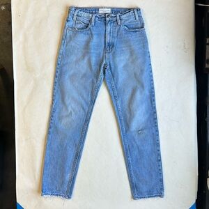 Frame denim straight leg jeans, 100% cotton, light blue garment wash